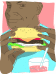 man eating a hamburger