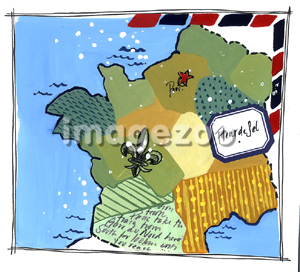A map showing where the Fleur de sel is harvested in Brittany, France