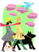 Two women walking their dogs on a cold day