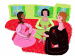 three women doing yoga